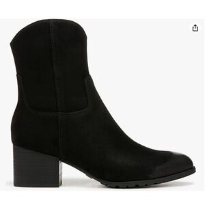 Vionic Bishop‎ Black Suede Western Block Heel Ankle Boots Women's 6.5 Wide NEW